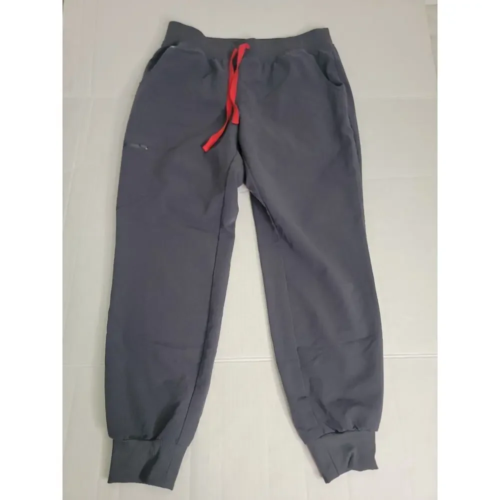 Figs Zamora Gray Joggers with Red Drawstring Sz Large Womens